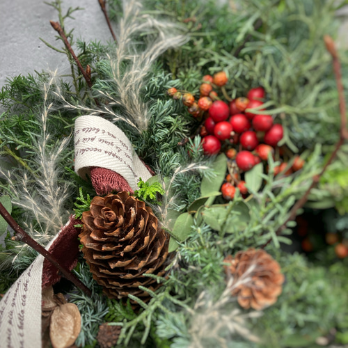 ご予約受注制作】2024フレッシュ森のクリスマスリース:ドライ
