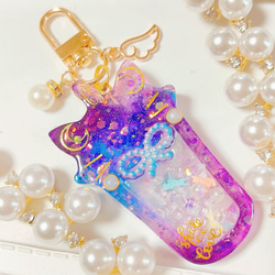 にゃんカフェ夜空◇シャカシャカキーホルダー シェイカー レジン ねこ