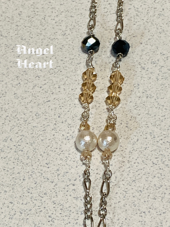 新作！～Angel　Heart～天然石　水晶とムーンストーン と　キラキラビーズのネックレス　SILVER 4枚目の画像