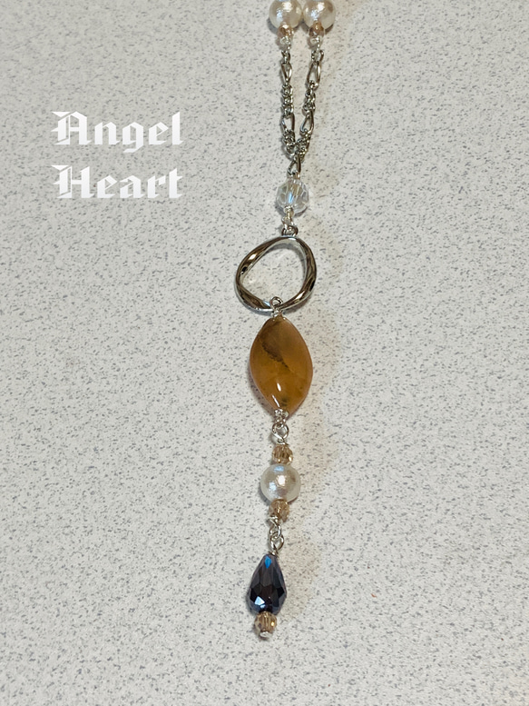 新作！～Angel　Heart～天然石　水晶とムーンストーン と　キラキラビーズのネックレス　SILVER 2枚目の画像