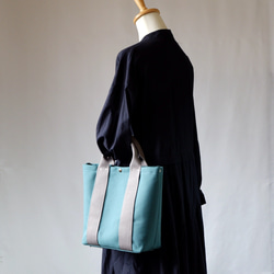 トートＭ◇Urban | 倉敷帆布 | ターコイズ×グレー 4枚目の画像