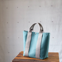 トートＭ◇Urban | 倉敷帆布 | ターコイズ×グレー 2枚目の画像