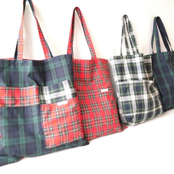 A3対応ポケット追加可*タータンチェックのトートバッグ トートバッグ