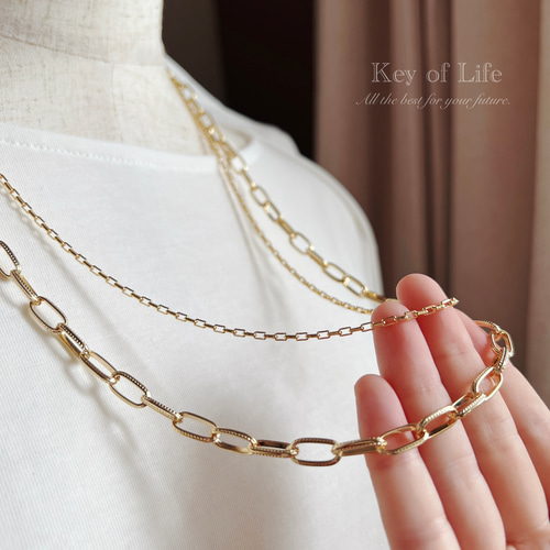 Key of Life▶︎ダブルチェーン シルバー ネックレス ☆長さ65cm 大人