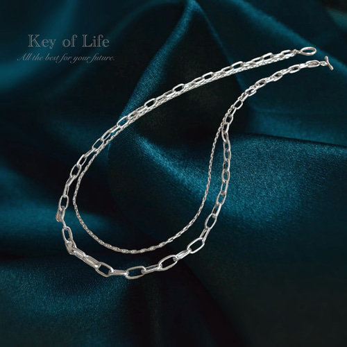 Key of Life【ダブルチェーン】ネックレス☆シルバー60cm/65cm