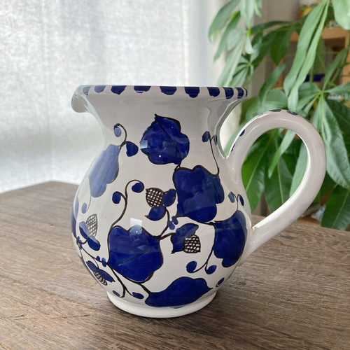 ピッチャー 水差し 14cm 600mLヨリカ焼き イタリア陶器 フラワーベース