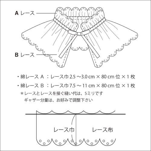 レースの付け衿の作り方（子ども用の作り方のみ）AC-2338 型紙