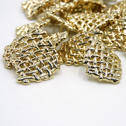 メタルボタン 22.5 x 20mm【 Gold square net 】3個 5枚目の画像