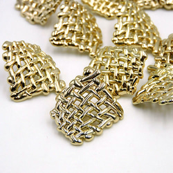 メタルボタン 22.5 x 20mm【 Gold square net 】3個 2枚目の画像