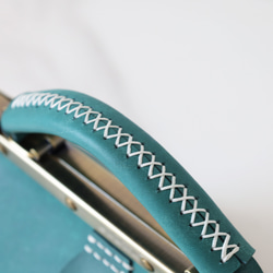 【切線派】本革 がま口バッグ 手作りのレザーショルダーバッグレディース 総手縫い 小 8枚目の画像