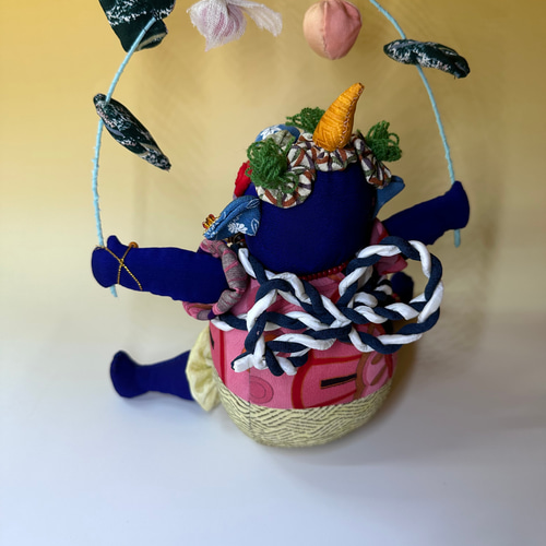 和のキルト　青鬼さま　縁起物 和のキルト青鬼さま縁起物