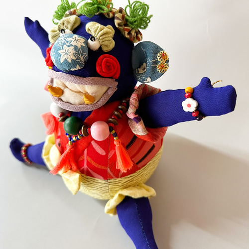 和のキルト　青鬼さま　縁起物 和のキルト青鬼さま縁起物