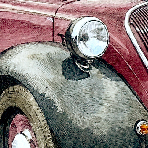 額装原画] FIAT 500 ”TOPOLINO” イラスト 石本巧 通販 16826087
