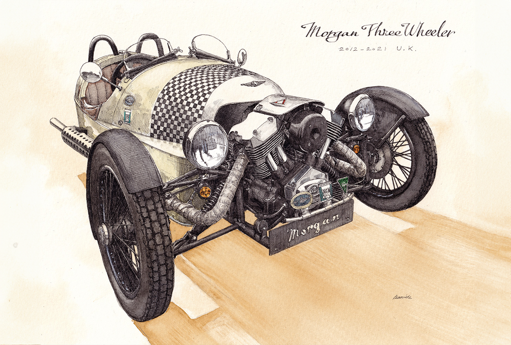 [額装原画] MORGAN THREE WHEELER