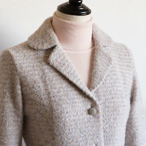 ジョリーミニョン ジップアップ ツイードニットジャケット ピンク