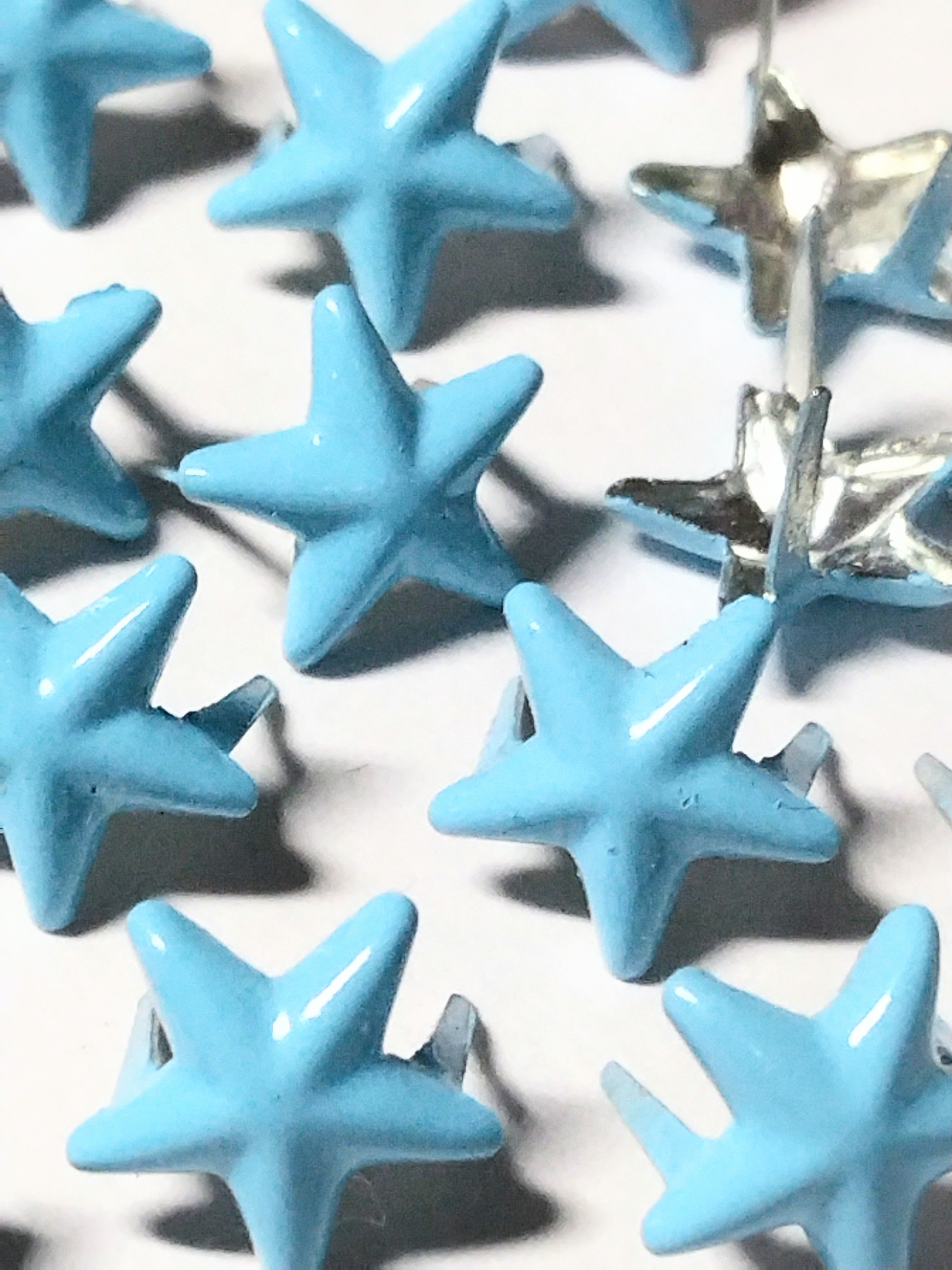 スタッズ レザークラフト材料 鋲 星型7ミリ 水色 200個