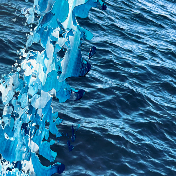 【鮮やかな海の景色】インテリアアート - 青色 木製の額縁付き (A-#70) 6枚目の画像