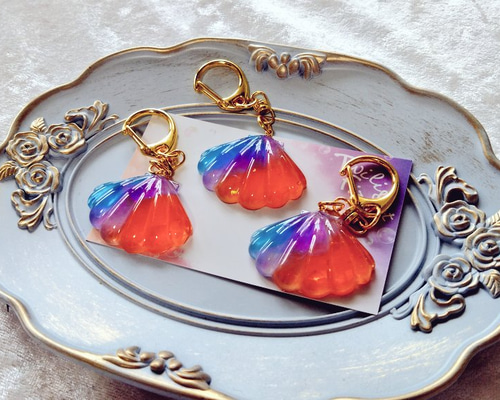 貝殻型シェル型チャーム キーホルダー35個セット バッグチャーム キーホルダー キーリング レディース 貝殻 シェル