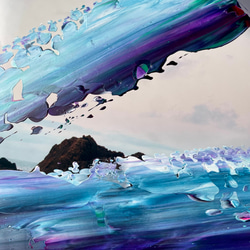 【感受海浪】藝術-海岸壁掛木框原創畫（A-#72） 第4張的照片