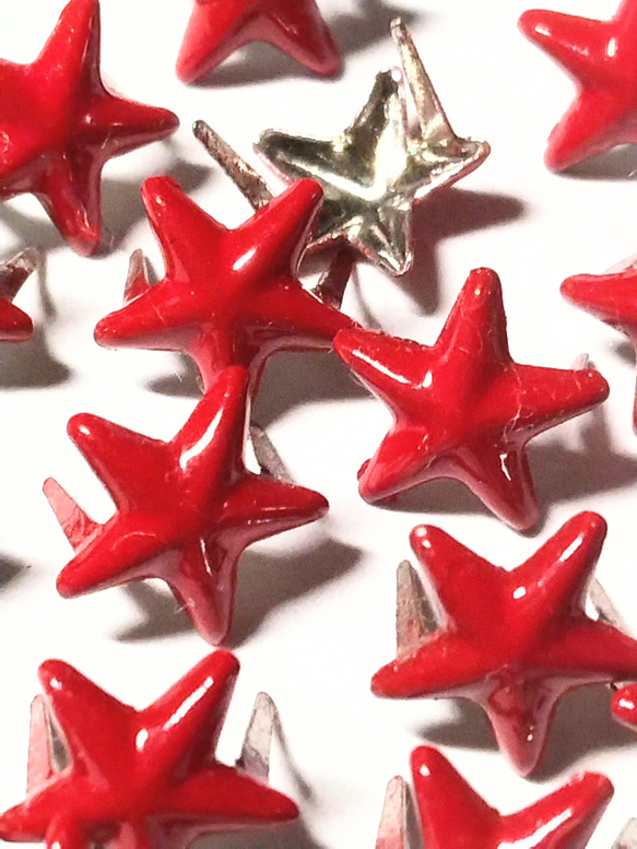 スタッズ レザークラフト材料 鋲 星型7ミリ 赤 200個セット