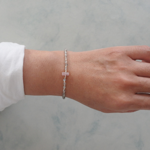 カレンシルバー ラブラドライト ピンクトルマリンのブレスレット