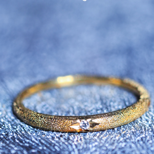 ダイヤモンド リング 指輪 スターダスト加工 極細リング 18金 18K 純金