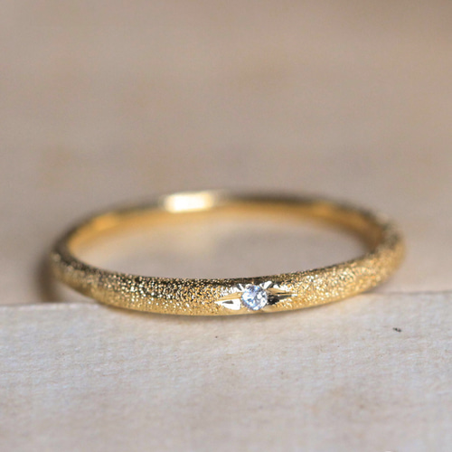 ダイヤモンド リング 指輪 スターダスト加工 極細リング 18金 18K 純金