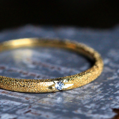 ダイヤモンド リング 指輪 スターダスト加工 極細リング 18金 18K 純金