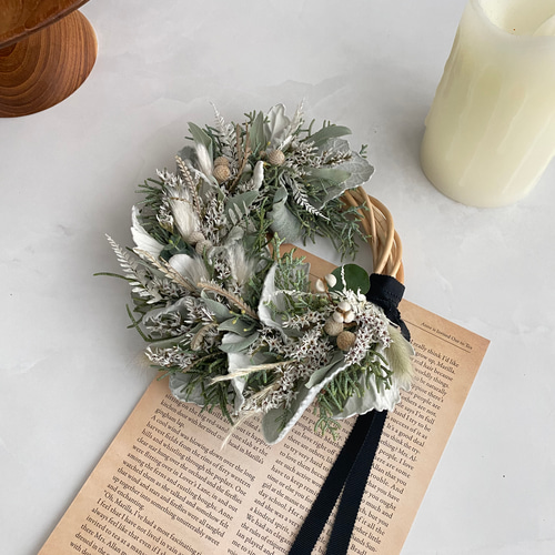 早割祭り クリスマス platina White wreathe シルバーリーフ ホワイト