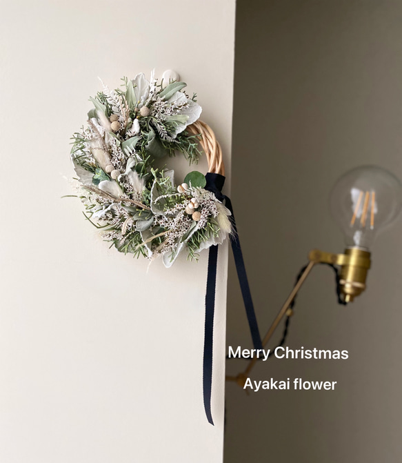 早割祭り クリスマス platina White wreathe シルバーリーフ ホワイト