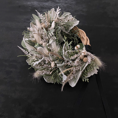 早割祭り クリスマス platina White wreathe シルバーリーフ ホワイト