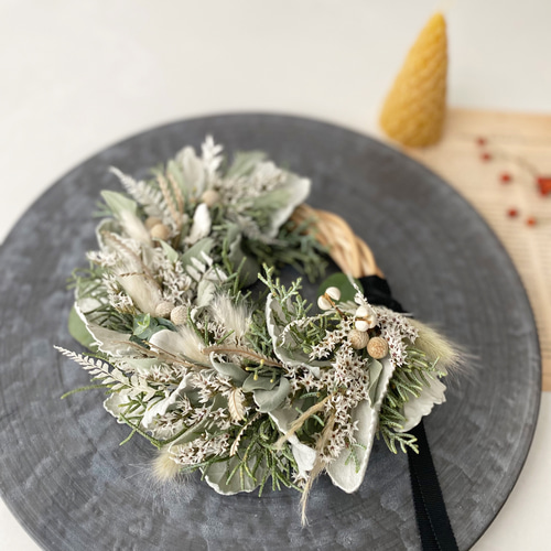 早割祭り クリスマス platina White wreathe シルバーリーフ ホワイト