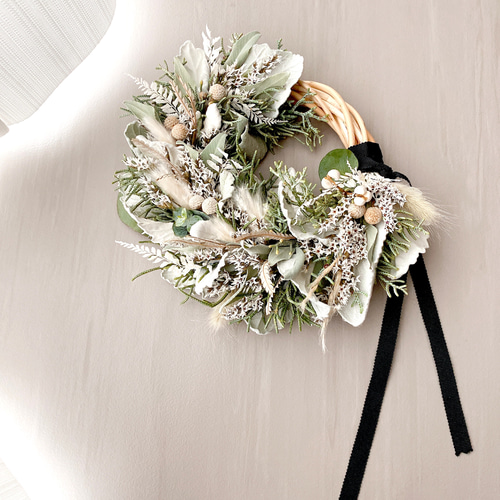 早割祭り クリスマス platina White wreathe シルバーリーフ ホワイト