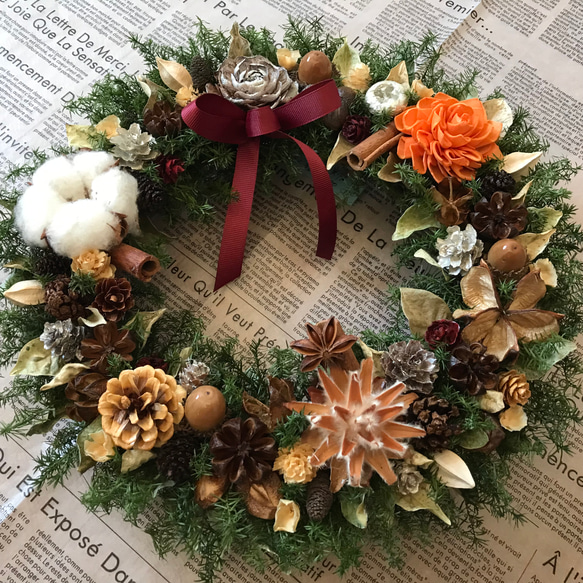 【ハンドメイド】木の実リース　インテリアオブジェ　額 楽天市場】【あす楽】 リース クリスマス オーナメント