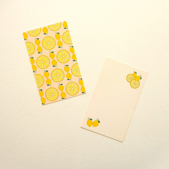 レモン柄ミニメッセージカード　レトロな檸檬デザイン　フルーツ柄　果物　ひと言カード　一筆カード　誕生日　父の日 4枚目の画像
