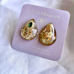 glass drop tweed green Earrings 2枚目の画像