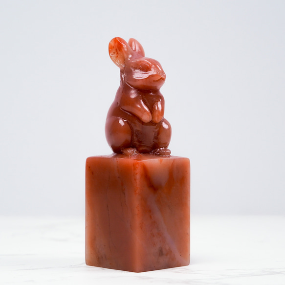 客製化手工印章-|老撾石兔子鈕1.9x1.9 CM|手工篆刻印章雕刻藝羣人的