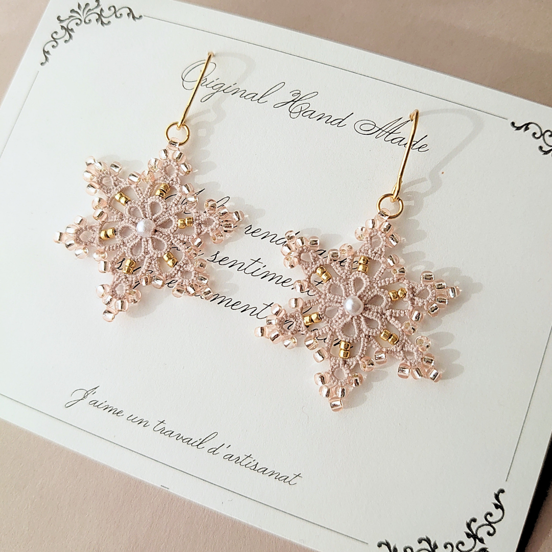 ダークカラー♡レース調ルージュ薔薇リップハート アシメピアス 