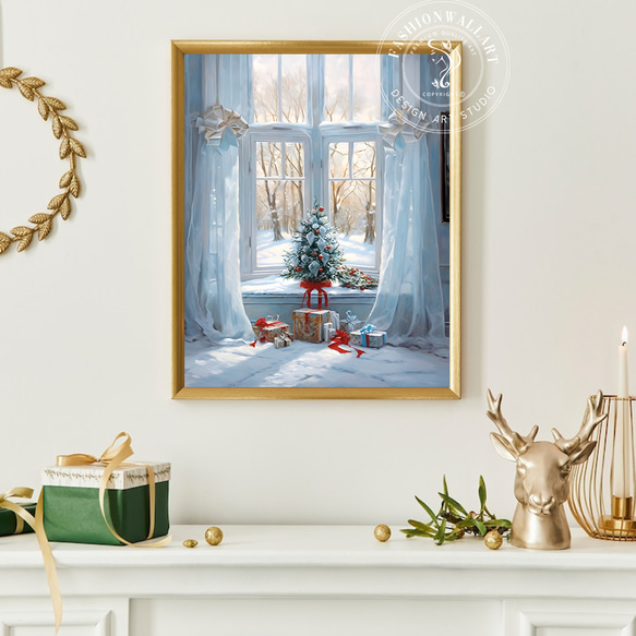 冬季聖誕樹雪聖誕快樂/室內海報外國藝術/XMAS 4 第1張的照片