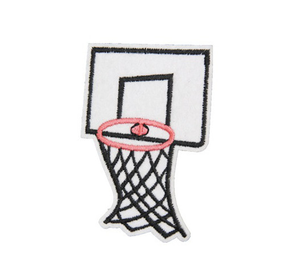 バスケットゴール 1枚 ワッペン バスケットボール アップリケ 刺繍 入園 入学 アイロン接着 ハンドメイト 1枚目の画像