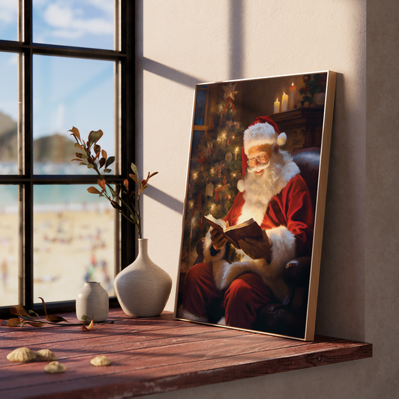 アートポスター クリスマス サンタクロース 北欧風 シンプルモダン ツリー キャンドル レッド ノスタルジック 6枚目の画像