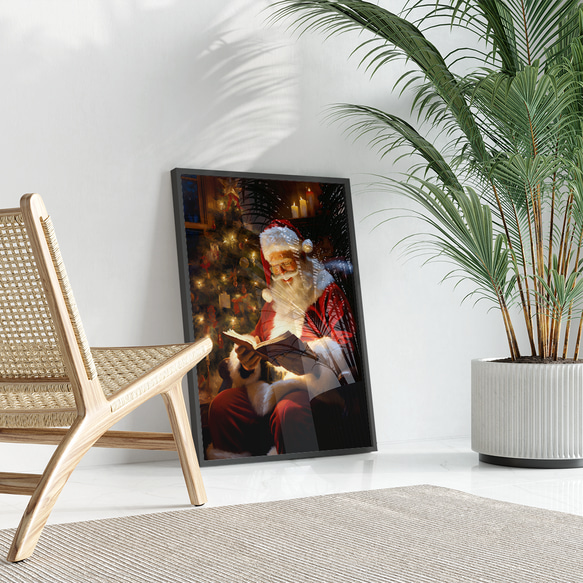 アートポスター クリスマス サンタクロース 北欧風 シンプルモダン ツリー キャンドル レッド ノスタルジック 5枚目の画像