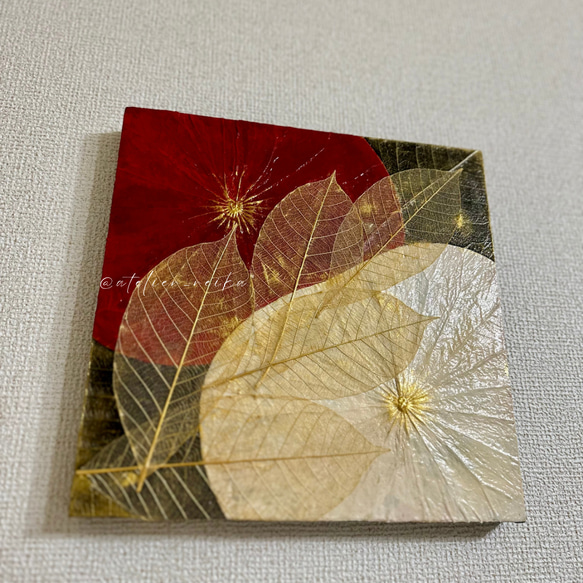 【一点もの】ラッキーフラワー蓮の葉アート -lucky flower & louts leaf art-- ※送料無料 10枚目の画像