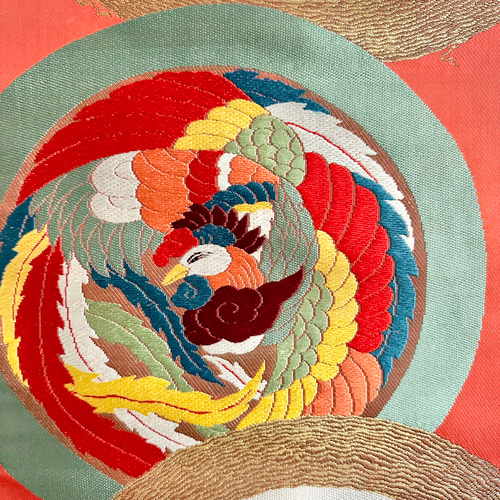 帯のタペストリー アンティーク 桐と鳳凰 着物リメイク インテリア