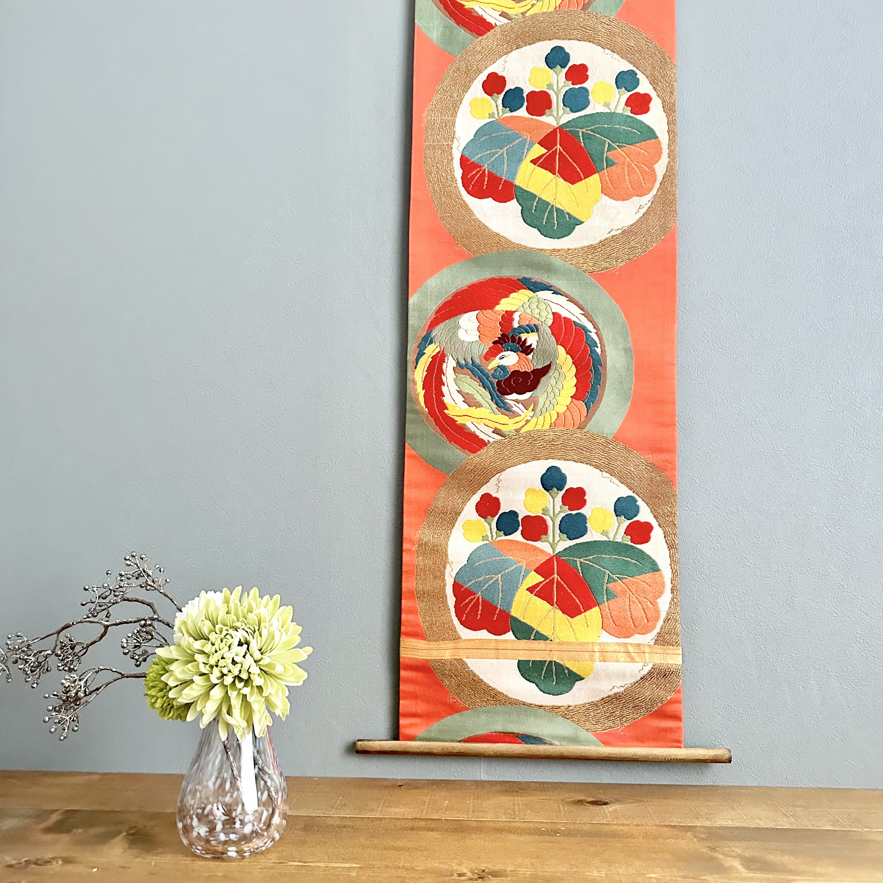 古布 新年 アンティーク ハンドメイド お正月タペストリー お飾り