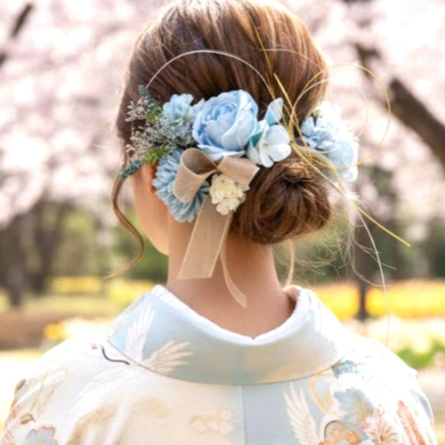 成人式用髪飾り 大輪高級造花&ドライフラワー 前撮り 結婚式 卒業式