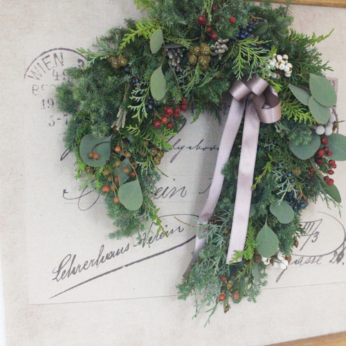 馬蹄型フレッシュクリスマスリース ドライフラワー petit