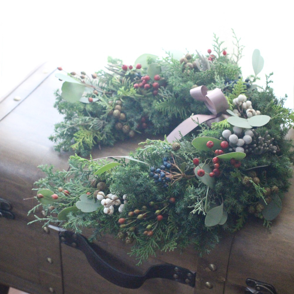 馬蹄型フレッシュクリスマスリース｜詳細画像