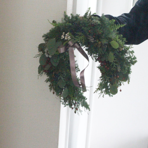 馬蹄型フレッシュクリスマスリース ドライフラワー petit chocolat