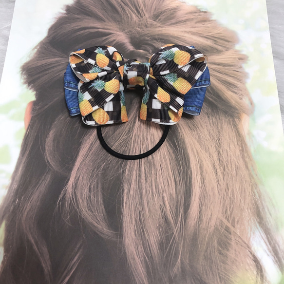 【再販】オーガンジーリボンヘアゴム フルーツ 再販】オーガンジーリボンヘアゴム フルーツ 再販】オーガンジーリボン